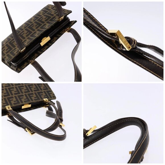 FENDI Zucca Canvas Hand Bag Black Brown Auth 138624 - Picture 16 of 16